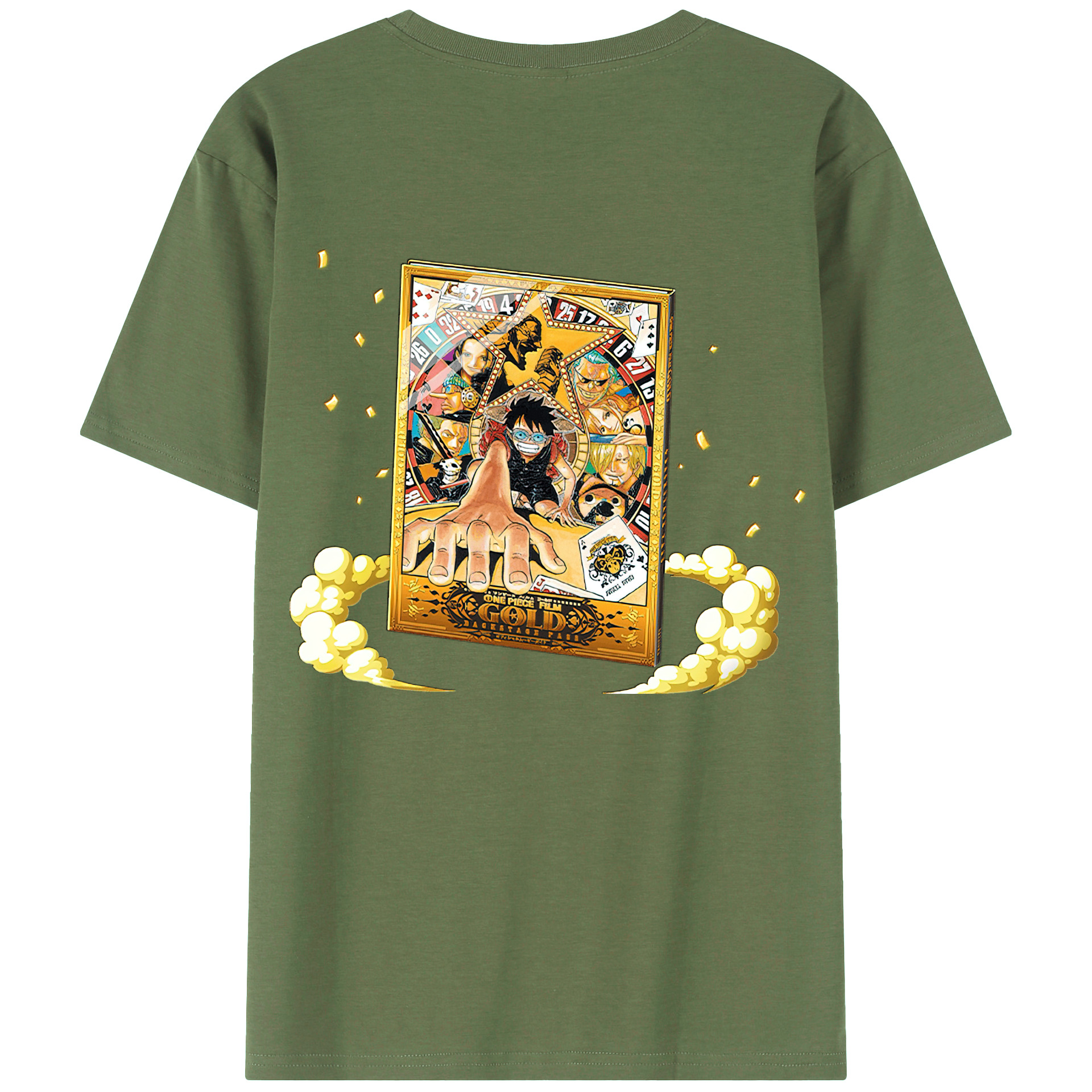 ワンピース モンキー・D・ルフィ ONE PIECE Monkey D. Luffy 綿100％ メンズ半袖Tシャツ（バックプリント） 通気性